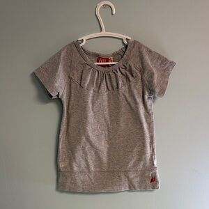 R&J Grey T-Shirt with Ruched Neckline, Girl Size 6, Juliette Love Logo